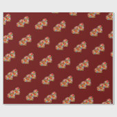 モザイクモダンハート濃赤色 ラッピングペーパー (フラット)