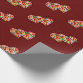 モザイクモダンハート濃赤色 ラッピングペーパー (角)