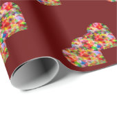 モザイクモダンハート濃赤色 ラッピングペーパー (ロールコーナー)