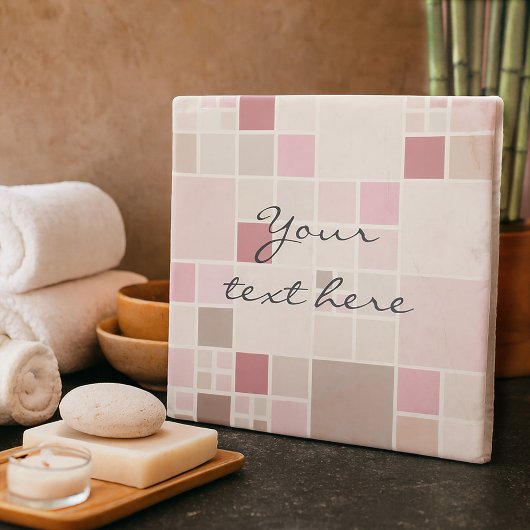 モザイクモダン市松模様にパステルピンクストーンコースター ストーンコースター
