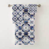 モザイクモロッコタイルパターン#2 (青) ID1078 バスタオルセット (インサイチュ)