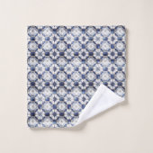 モザイクモロッコタイルパターン#2 (青) ID1078 バスタオルセット (ウォッシュタオル)