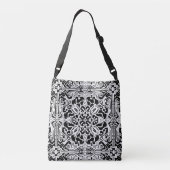 モザイクモロッコタイル模様（白黒） クロスボディバッグ (裏面)