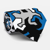 モザイクヤモリパターン-青い白黒の灰色 ネクタイ (ロール)