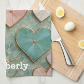 モザイクラブ：パステルハート キッチンタオル (四つ折り)