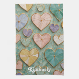 モザイクラブ：パステルハート キッチンタオル