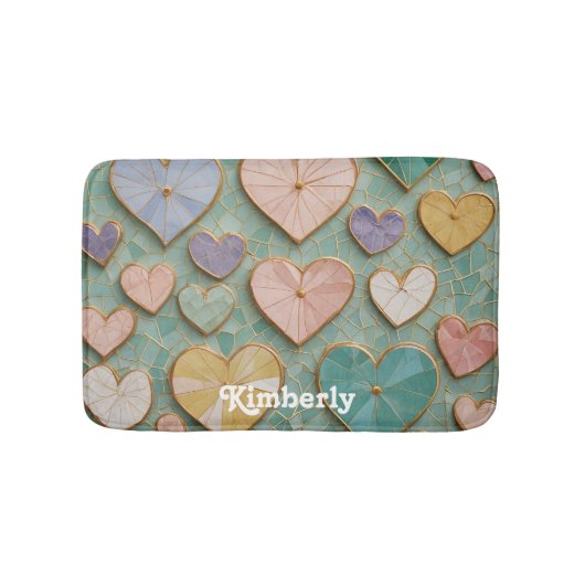 モザイクラブ：パステルハート バスマット (正面)