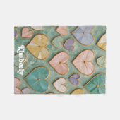 モザイクラブ：パステルハート フリースブランケット (正面(横))