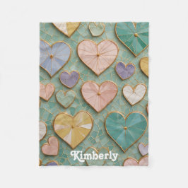 モザイクラブ：パステルハート フリースブランケット