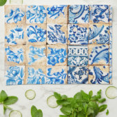 モザイクリスボンの青い装飾のポルトガルの古いタイル キッチンタオル (折り畳み)