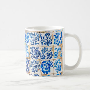 モザイクリスボンの青い装飾のポルトガルの古いタイルpo コーヒーマグカップ
