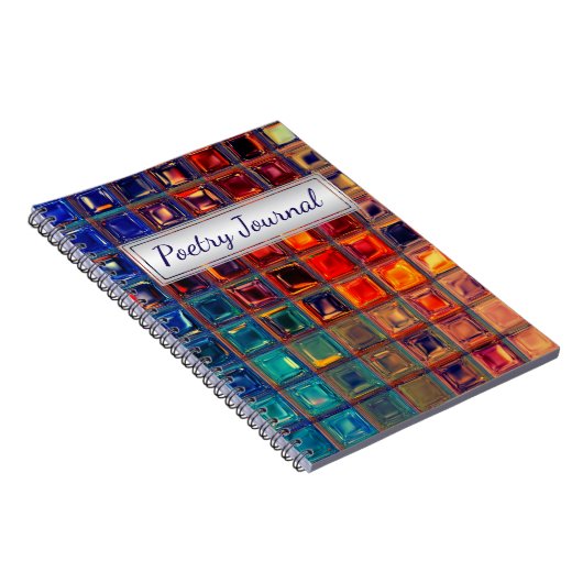 モザイクレインボー |はっきりした抽象芸術カラフルタイル ノートブック (右側)
