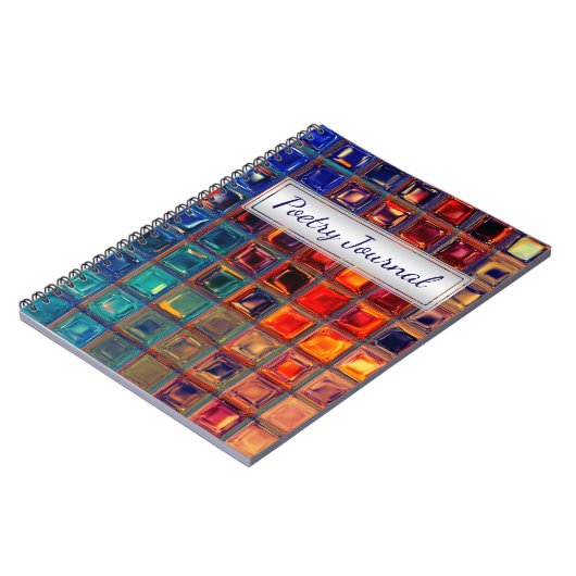 モザイクレインボー |はっきりした抽象芸術カラフルタイル ノートブック (左側)