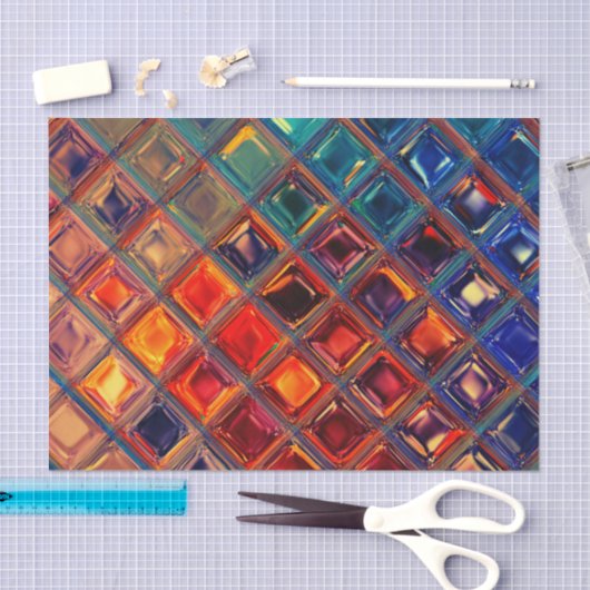 モザイクレインボー |はっきりした抽象芸術カラフルタイル 薄葉紙 (クラフト)