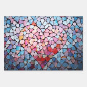 モザイクヴァレンティーンズデイエレガントハートシック3-pc ラッピングペーパーシート (正面3)