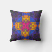 モザイク万華鏡のように千変万化するパターンスクエアイエローブルーとピンク クッション (裏面)