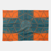 モザイク万華鏡のように千変万化するパターンスクエアオレンジアンドブルー キッチンタオル (横)