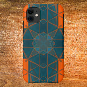 モザイク万華鏡のように千変万化するパターンスクエアオレンジアンドブルー iPhone 11 ケース