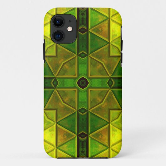 モザイク万華鏡のように千変万化するパターンスクエアグリーンアンドイエロー Case-Mate iPhoneケース (裏面)