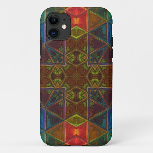 モザイク万華鏡のように千変万化するパターンスクエアブルーレッド&グリーン Case-Mate iPhoneケース (裏面)