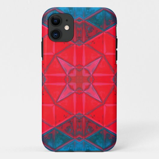 モザイク万華鏡のように千変万化するパターンスクエアレッド&ブルー Case-Mate iPhoneケース (裏面)