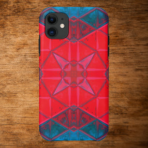 モザイク万華鏡のように千変万化するパターンスクエアレッド&ブルー iPhone 11 ケース