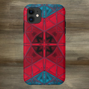 モザイク万華鏡のように千変万化するパターンスクエアレッド&ブルー iPhone 11 ケース