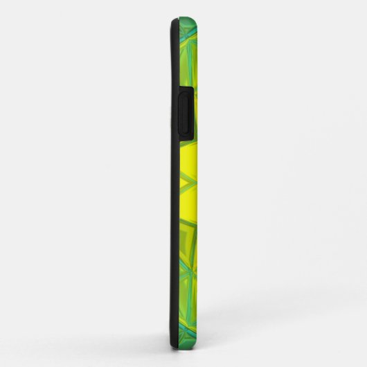 モザイク万華鏡のように千変万化するパターンフラワーイエローとブルー Case-Mate iPhoneケース (裏面/右)