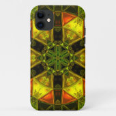モザイク万華鏡のように千変万化するパターンフラワーイエローグリーンとオレンジ Case-Mate iPhoneケース (裏面)