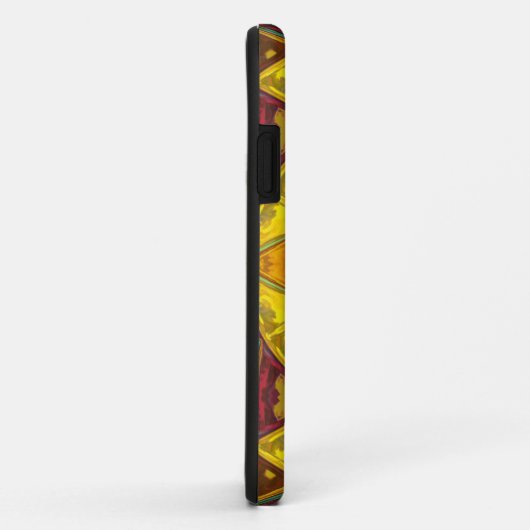 モザイク万華鏡のように千変万化するパターンフラワーイエローブルーとレッド Case-Mate iPhoneケース (裏面/右)