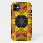 モザイク万華鏡のように千変万化するパターンフラワーイエローレッドとブルー Case-Mate iPhoneケース (裏面)