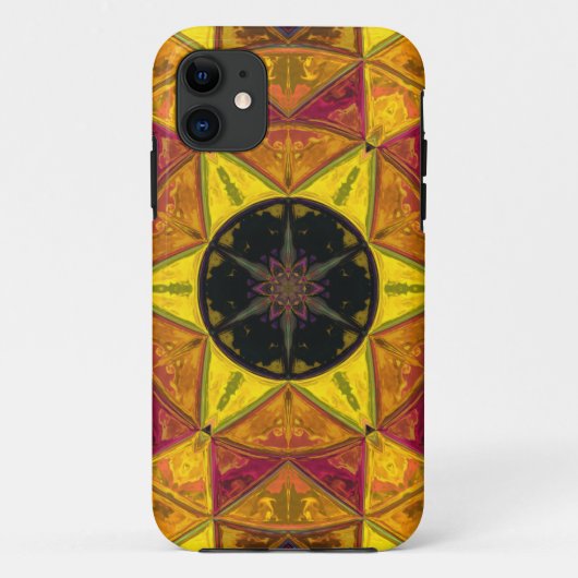 モザイク万華鏡のように千変万化するパターンフラワーイエローレッドとブルー Case-Mate iPhoneケース (裏面)