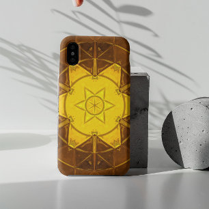 モザイク万華鏡のように千変万化するパターンフラワーイエロー iPhone 11 ケース