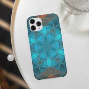 モザイク万華鏡のように千変万化するパターンフラワーオレンジとブルー iPhone 11 ケース