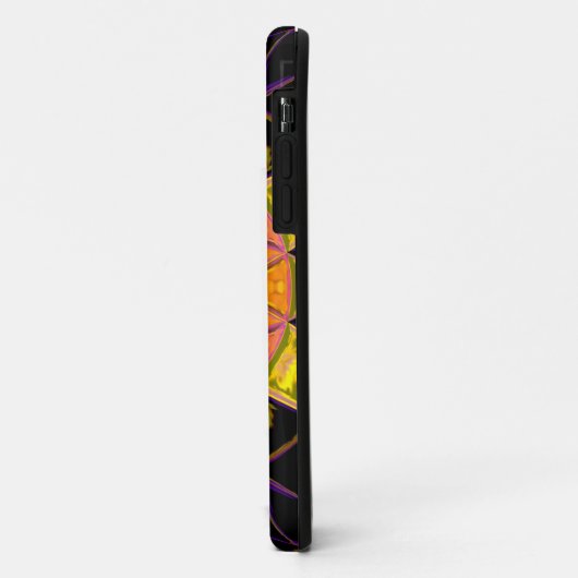 モザイク万華鏡のように千変万化するパターンフラワーオレンジピンクとブラック Case-Mate iPhoneケース (裏面/左)