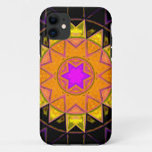 モザイク万華鏡のように千変万化するパターンフラワーオレンジピンクとブラック Case-Mate iPhoneケース (裏面)