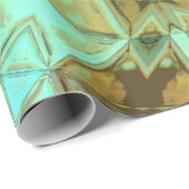 モザイク万華鏡のように千変万化するパターンフラワーグリーンとブラウン ラッピングペーパー (ロールコーナー)