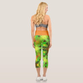 モザイク万華鏡のように千変万化するパターンフラワーグリーン&オレンジレギン カプリレギンス (裏面)