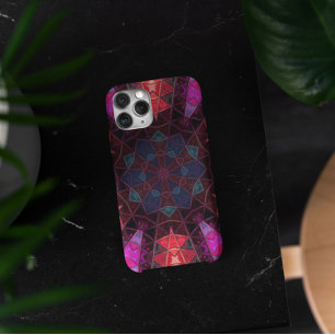 モザイク万華鏡のように千変万化するパターンフラワーパープルとピンク iPhone 11 ケース