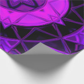 モザイク万華鏡のように千変万化するパターンフラワーパープルとブラック ラッピングペーパー (角)