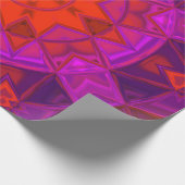 モザイク万華鏡のように千変万化するパターンフラワーパープルピンクと赤 ラッピングペーパー (角)