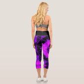 モザイク万華鏡のように千変万化するパターンフラワーパープル&ブラックレギン カプリレギンス (裏面)