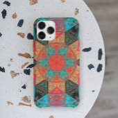 モザイク万華鏡のように千変万化するパターンフラワーピンクとティール(緑がかった色) Case-Mate iPhoneケース