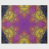 モザイク万華鏡のように千変万化するパターンフラワーピンクと黄色 ラッピングペーパー (フラット)