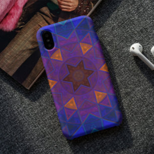 モザイク万華鏡のように千変万化するパターンフラワーピンクブルーとイエロー iPhone 11 ケース