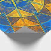 モザイク万華鏡のように千変万化するパターンフラワーブルーとイエロー ラッピングペーパー (角)