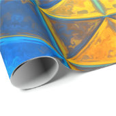 モザイク万華鏡のように千変万化するパターンフラワーブルーとイエロー ラッピングペーパー (ロールコーナー)