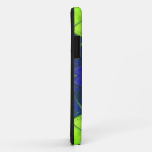 モザイク万華鏡のように千変万化するパターンフラワーブルーとグリーン Case-Mate iPhoneケース (裏面/右)