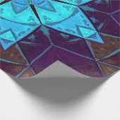 モザイク万華鏡のように千変万化するパターンフラワーブルーとパープル ラッピングペーパー (角)