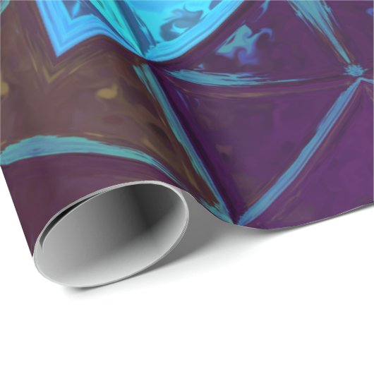 モザイク万華鏡のように千変万化するパターンフラワーブルーとパープル ラッピングペーパー (ロールコーナー)